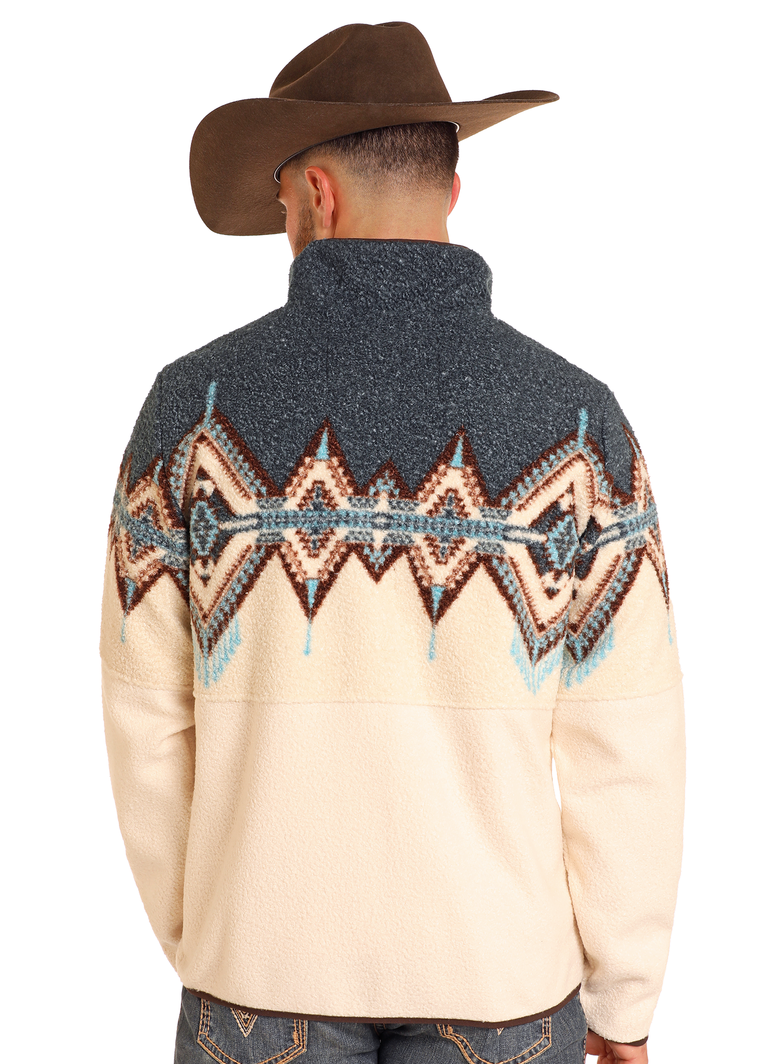 Blue Aztec Border Berber Pullover