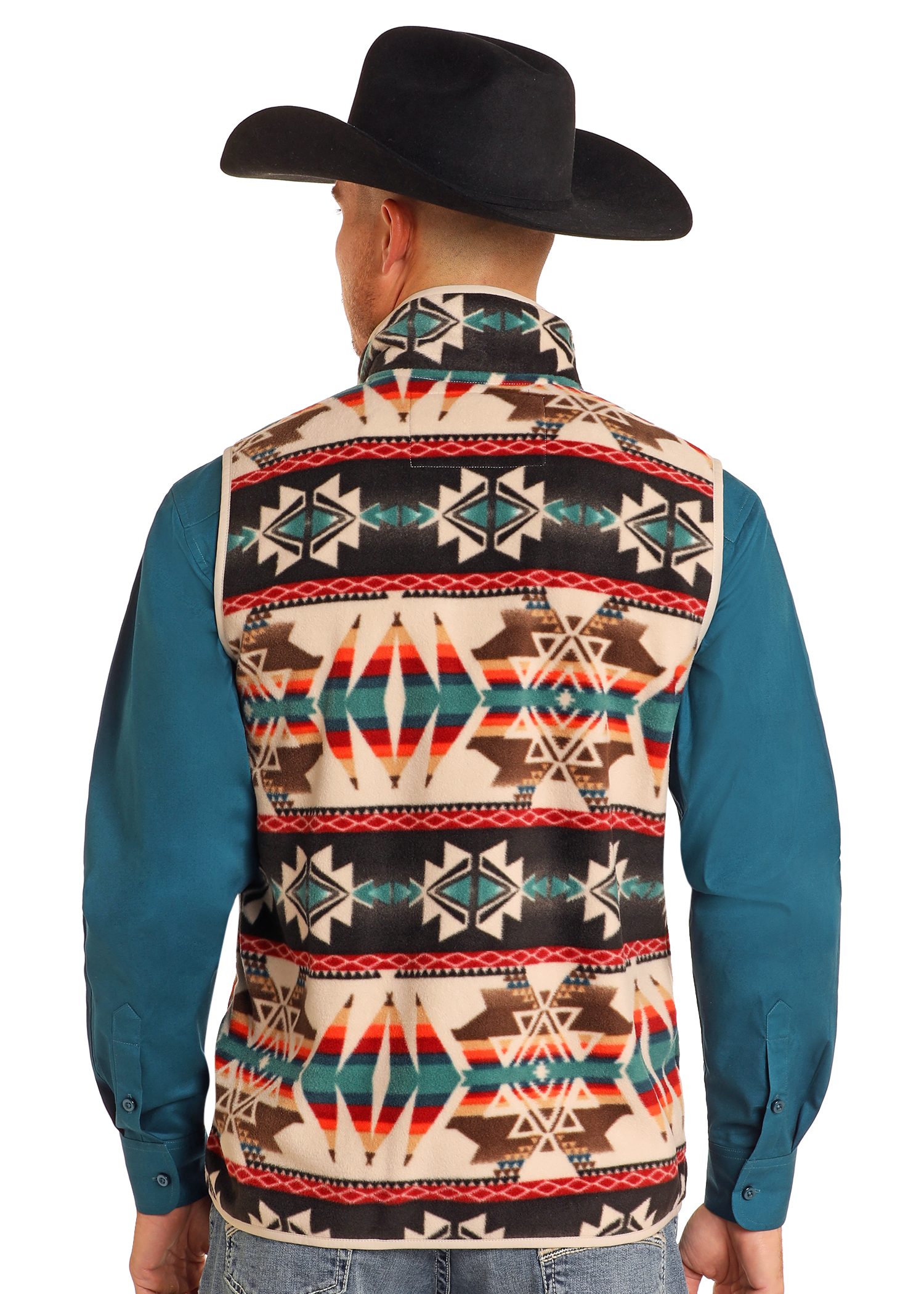 Cream Aztec Printed Fleece Vest