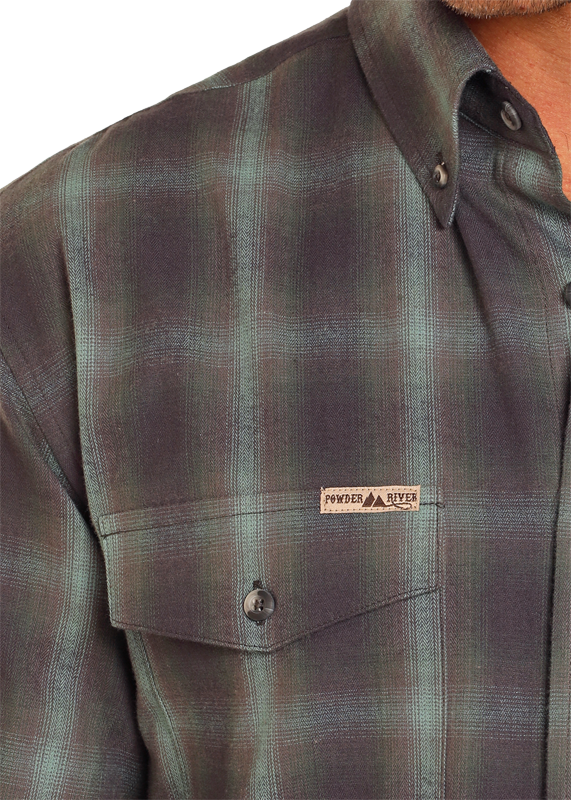 Brushed Plaid Long Sleeve Button Shirt