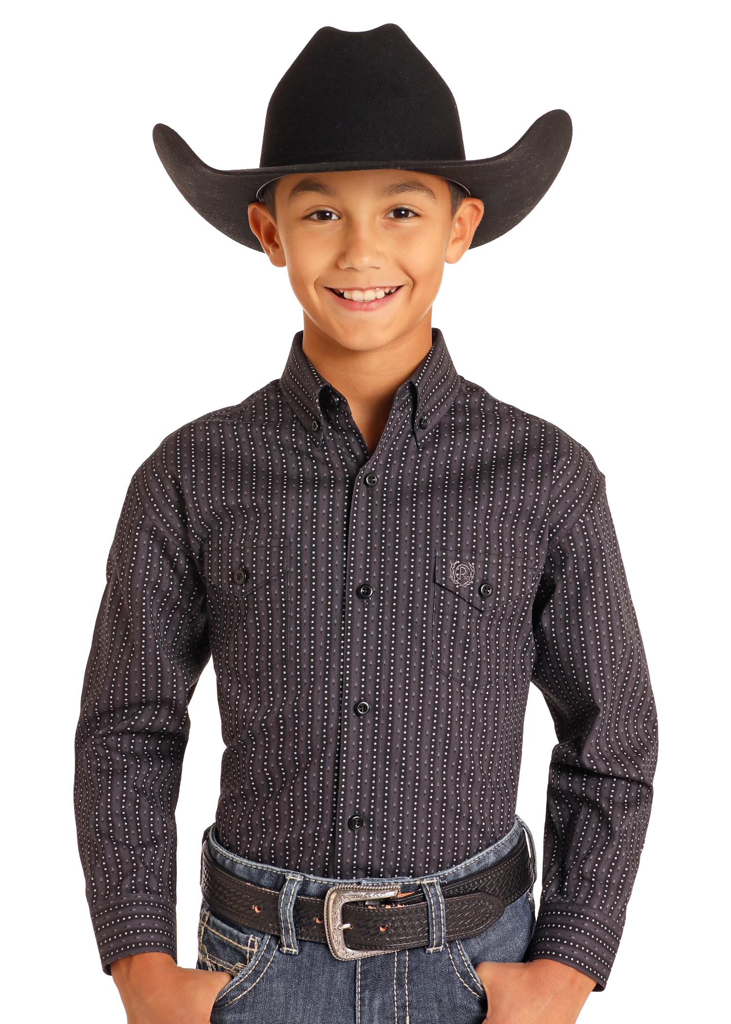 Boys' Geo Striped Long Sleeve Button Down Shirt