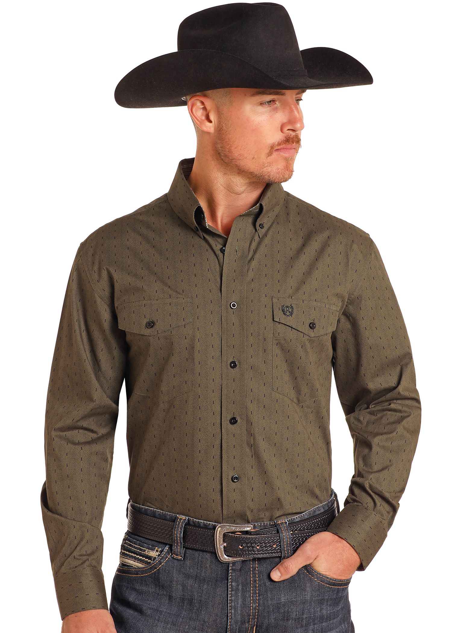 Mini Geo Long Sleeve Button Down Shirt