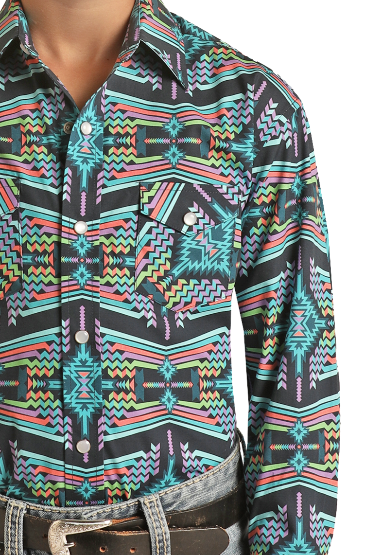 Boys' Aztec Long Sleeve Snap Shirt