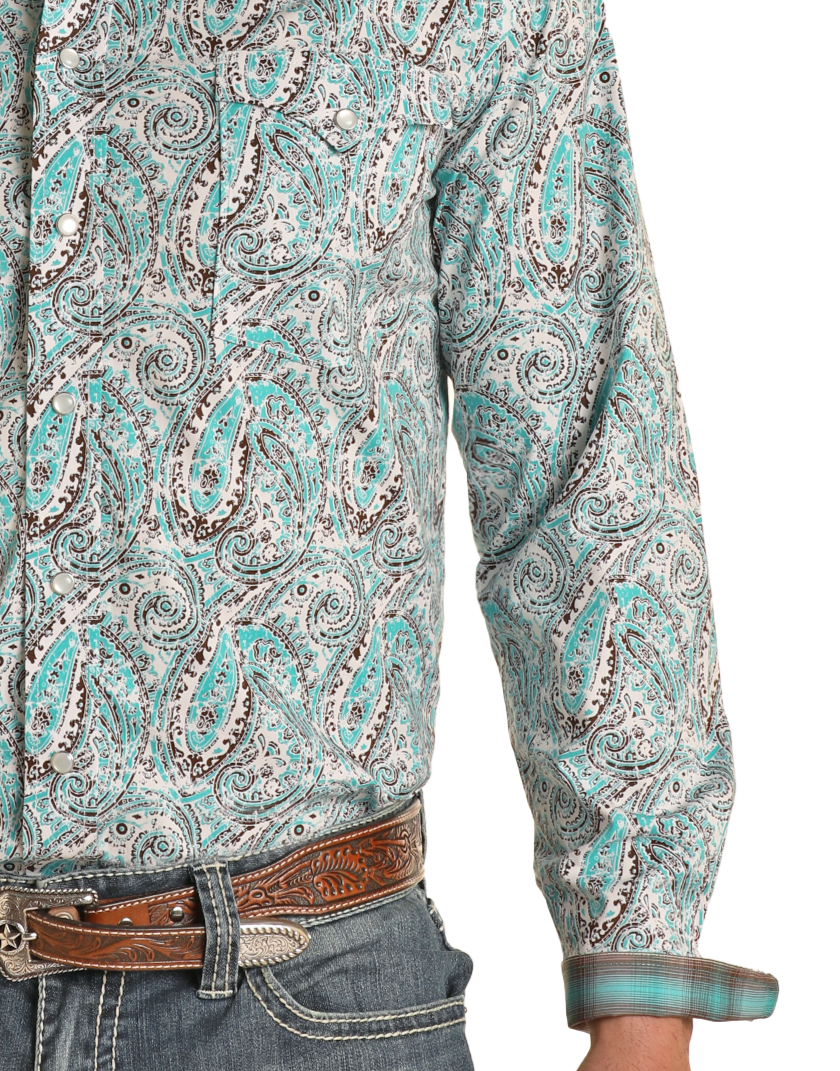 Rough Stock Large Paisley Long Sleeve Snap Shirt