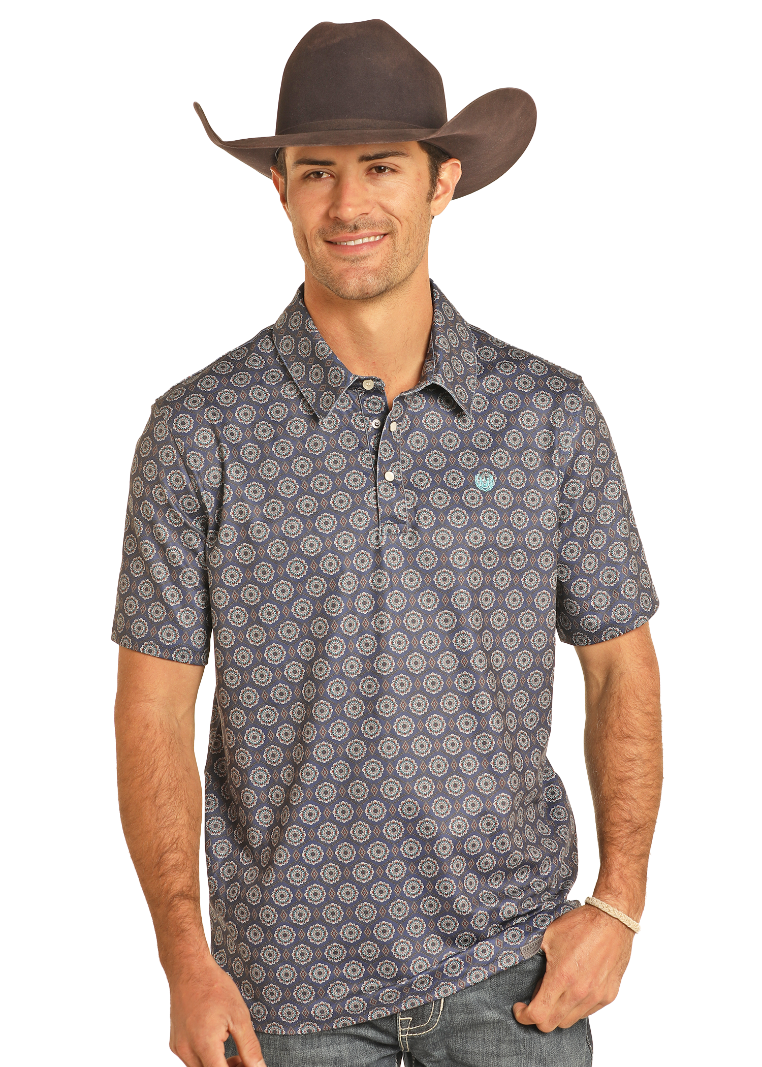 Medallion Print Performance Polo