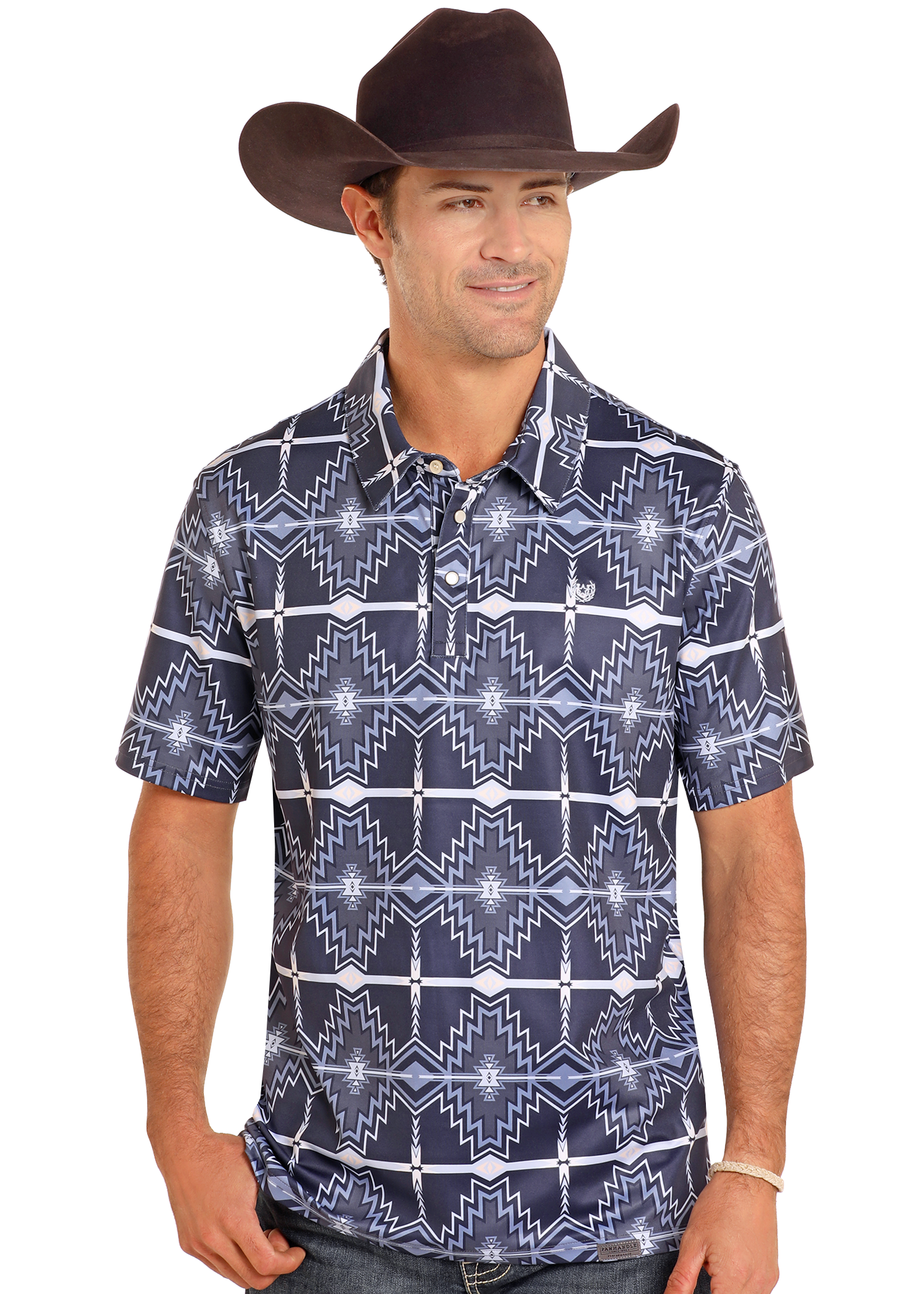 Aztec Print Performance Polo