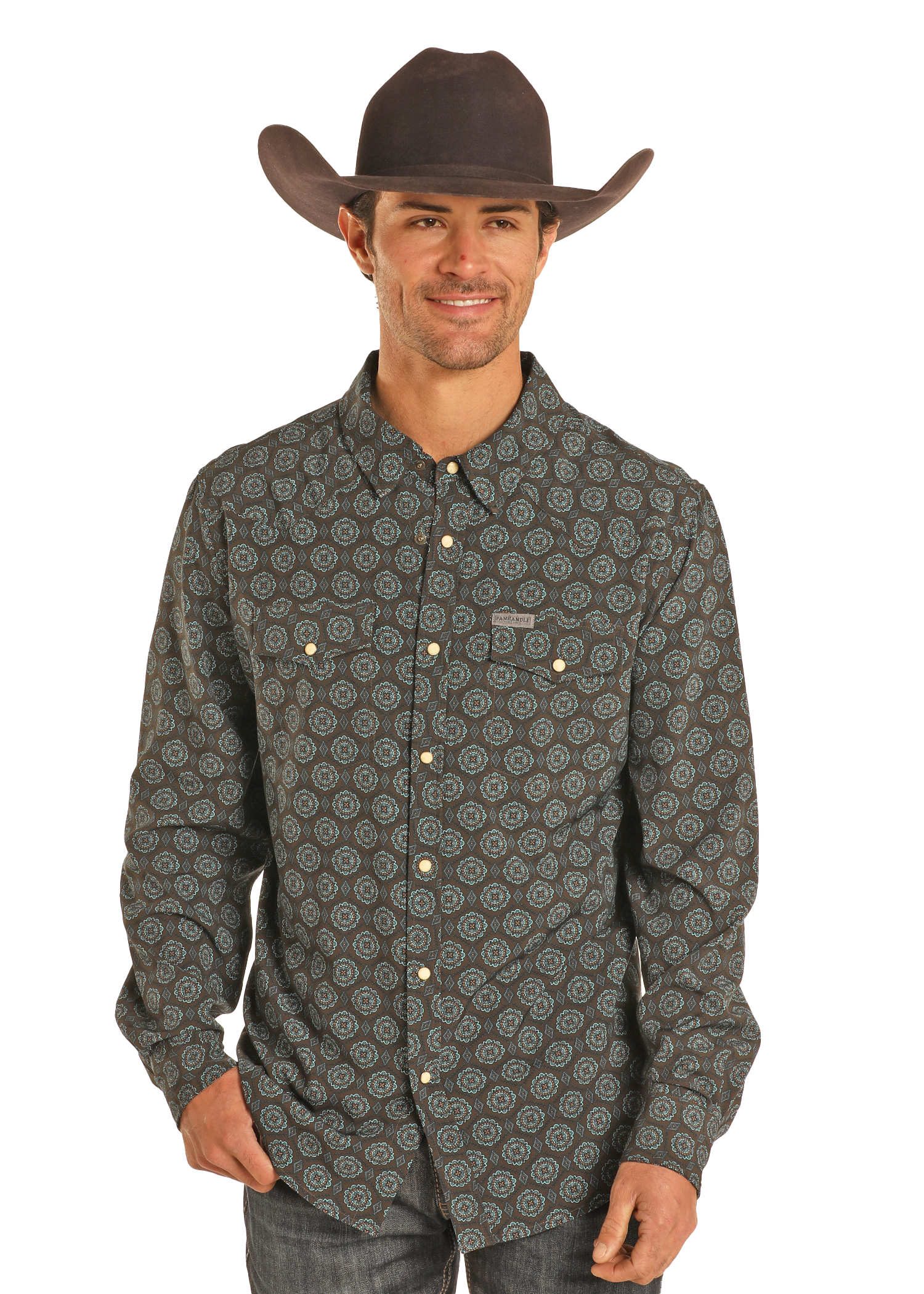 Medallion Print Long Sleeve Performance Shirt