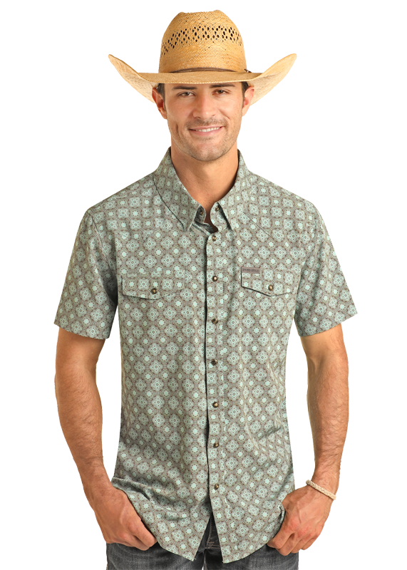 Medallion Short Sleeve Snap Shirt