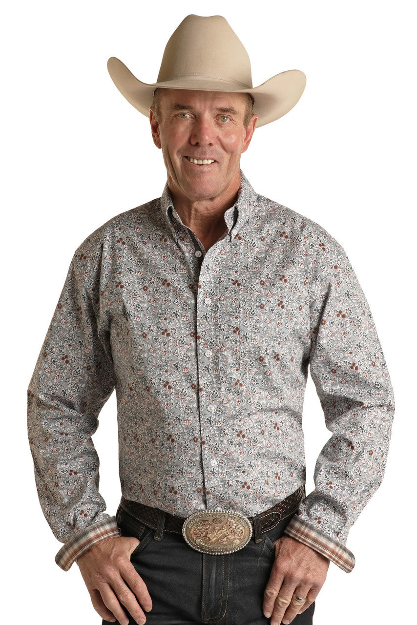 Rough Stock Floral Long Sleeve Button Shirt - Big