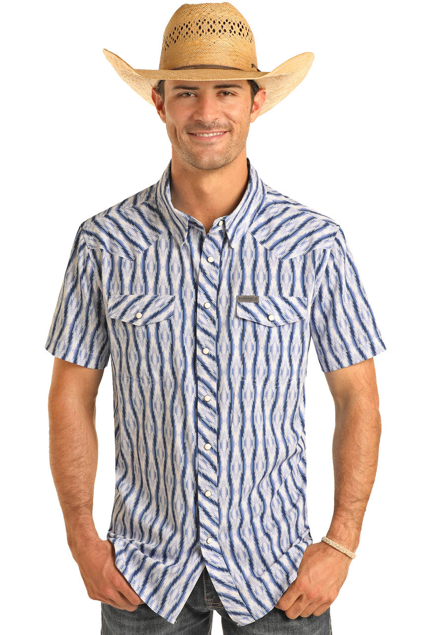 Aztec Striped Short Sleeve Snap Shirt