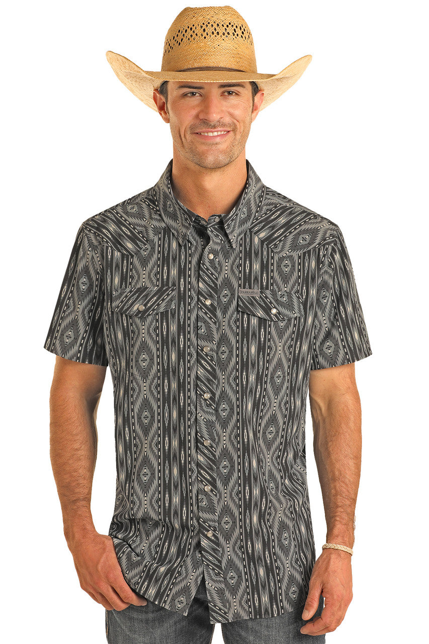 Aztec Design Short Sleeve Snap Shirt